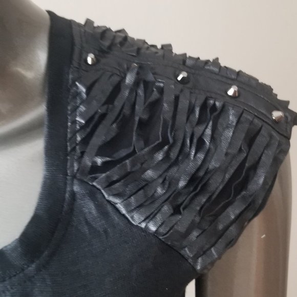 Faux Leather Cross Black T - with free gift - Picture 2 of 4